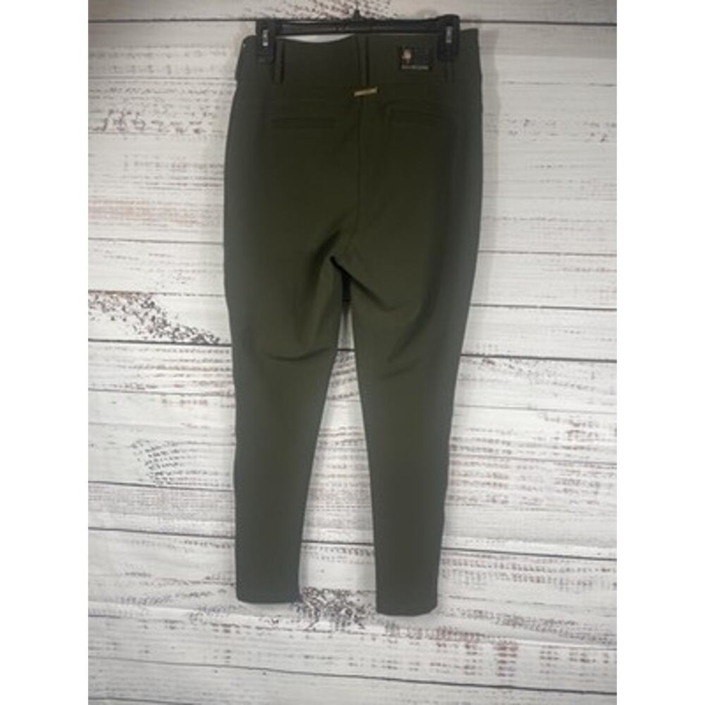 Holland Cooper Pants Women's 12 Green Skinny Ankle Zip Pockets Stretch Gold Zips - Picture 9 of 11